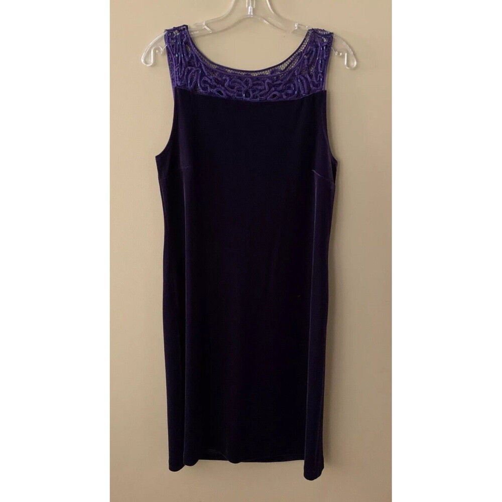Carole Little Dresses Women’s Size 10 Dress Lace Velvet Midi Stretchy Vintage B1
